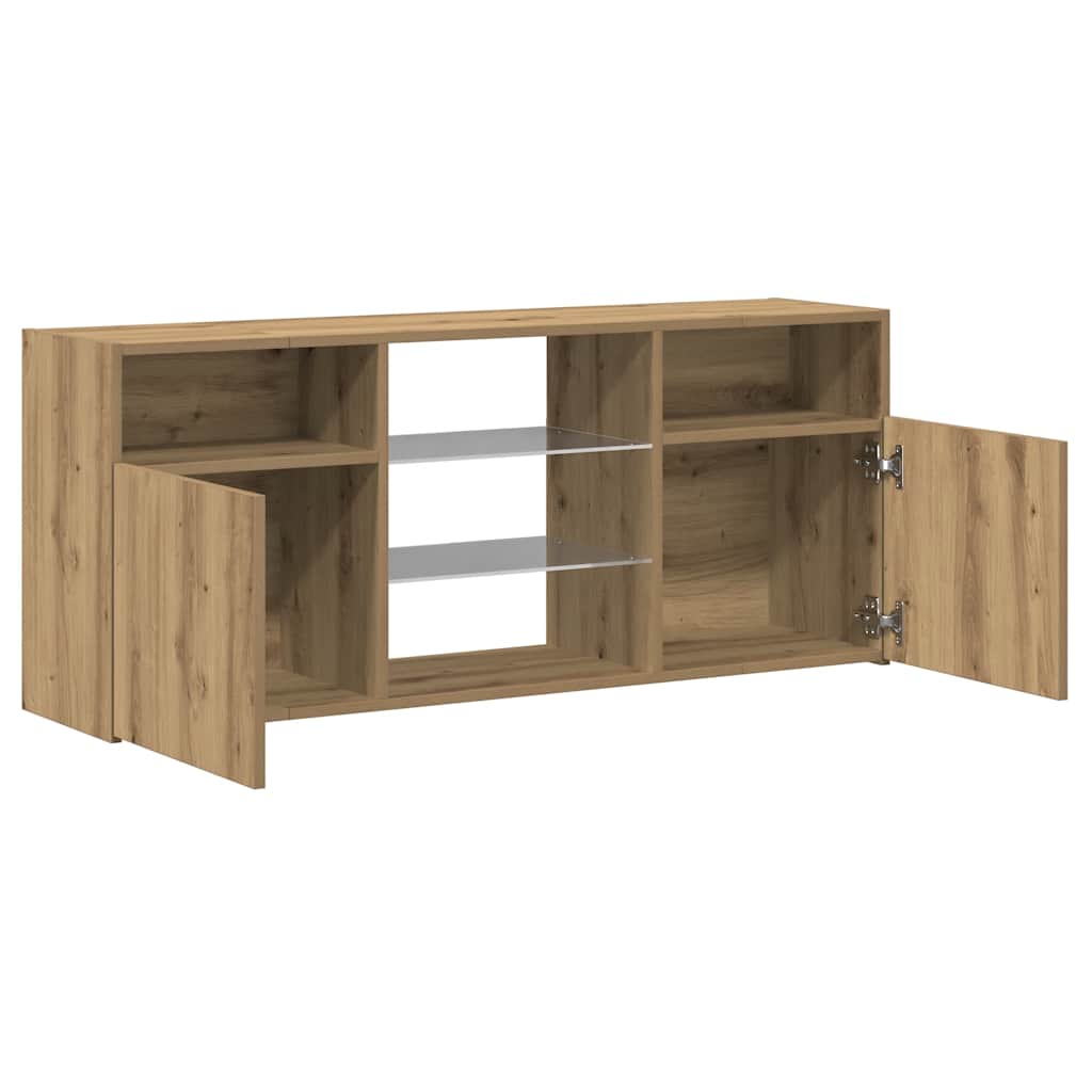 TV Cabinet with LED Lights Artisian Oak 120x30x50 cm Engineered Wood - Bargainia.com - 8721158437891 - 856352