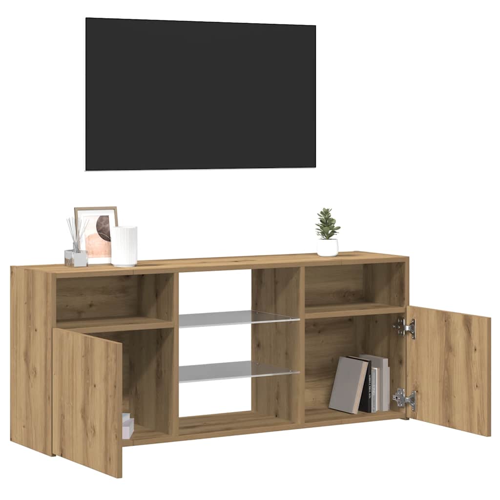 TV Cabinet with LED Lights Artisian Oak 120x30x50 cm Engineered Wood - Bargainia.com - 8721158437891 - 856352