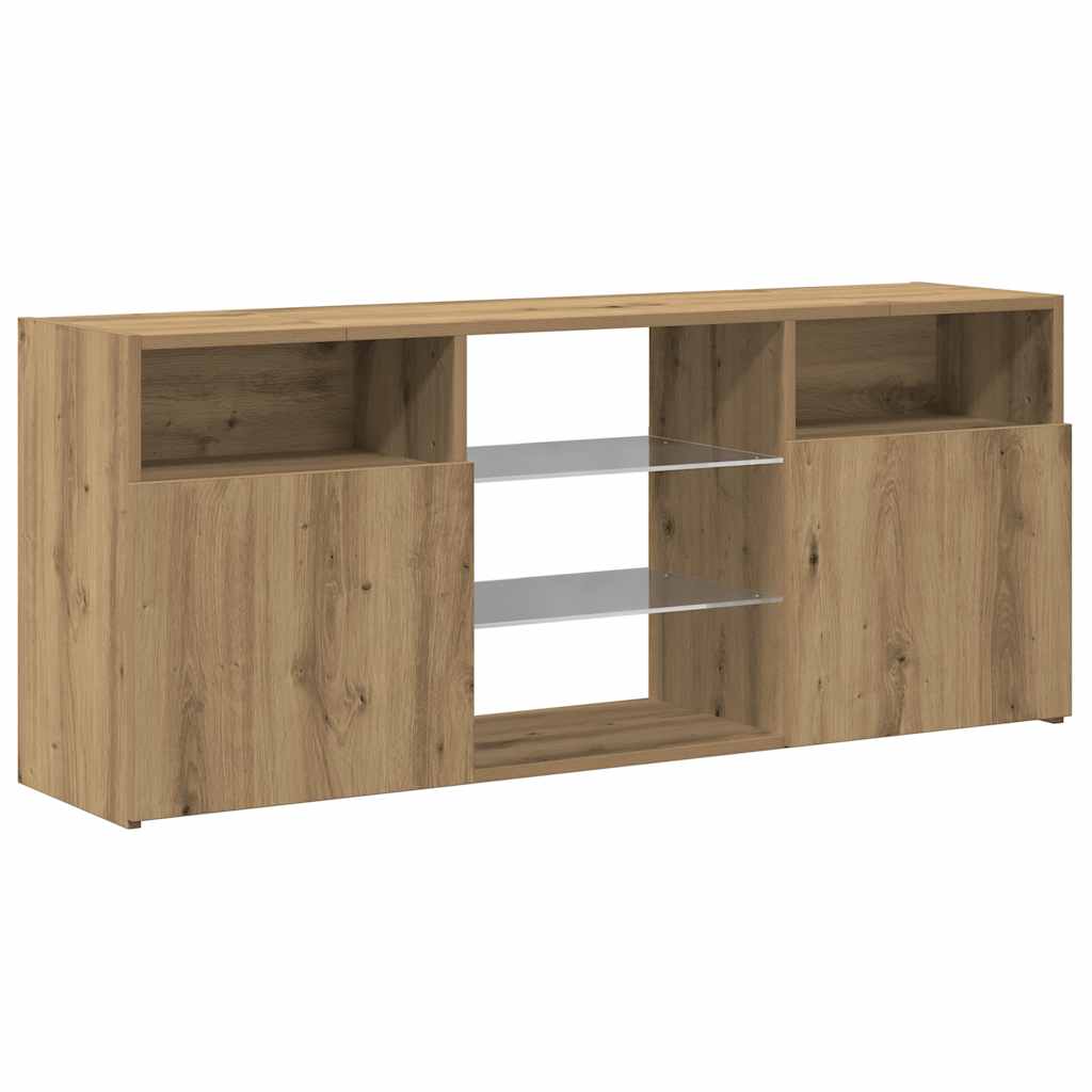 TV Cabinet with LED Lights Artisian Oak 120x30x50 cm Engineered Wood - Bargainia.com - 8721158437891 - 856352