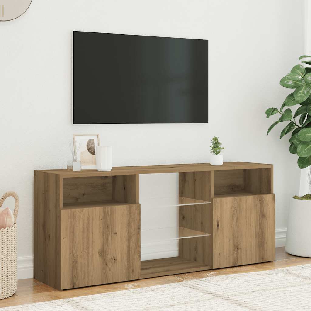 TV Cabinet with LED Lights Artisian Oak 120x30x50 cm Engineered Wood - Bargainia.com - 8721158437891 - 856352