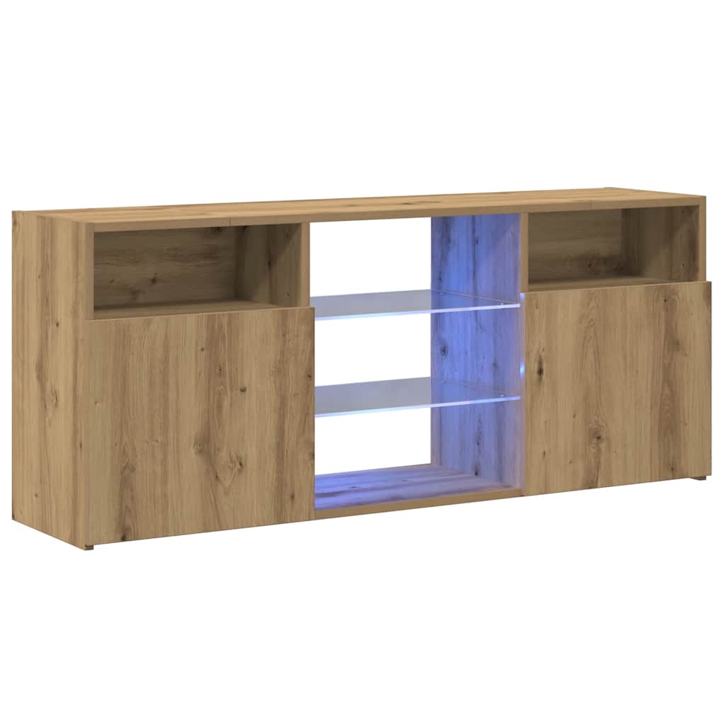 TV Cabinet with LED Lights Artisian Oak 120x30x50 cm Engineered Wood - Bargainia.com - 8721158437891 - 856352