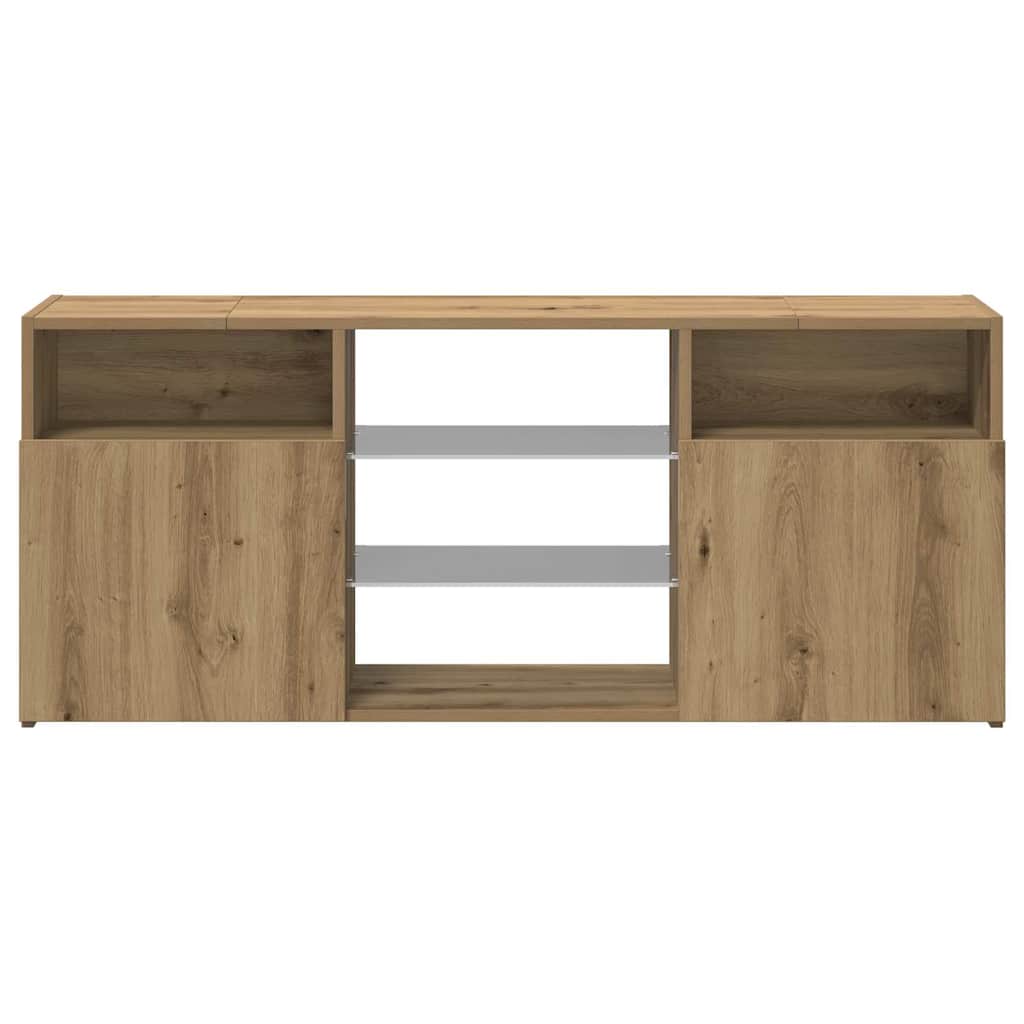 TV Cabinet with LED Lights Artisian Oak 120x30x50 cm Engineered Wood - Bargainia.com - 8721158437891 - 856352
