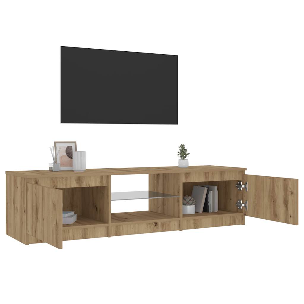 TV Cabinet with LED Lights Artisian Oak 140x40x35.5 cm Engineered Wood - Bargainia.com - 8721158437877 - 856350
