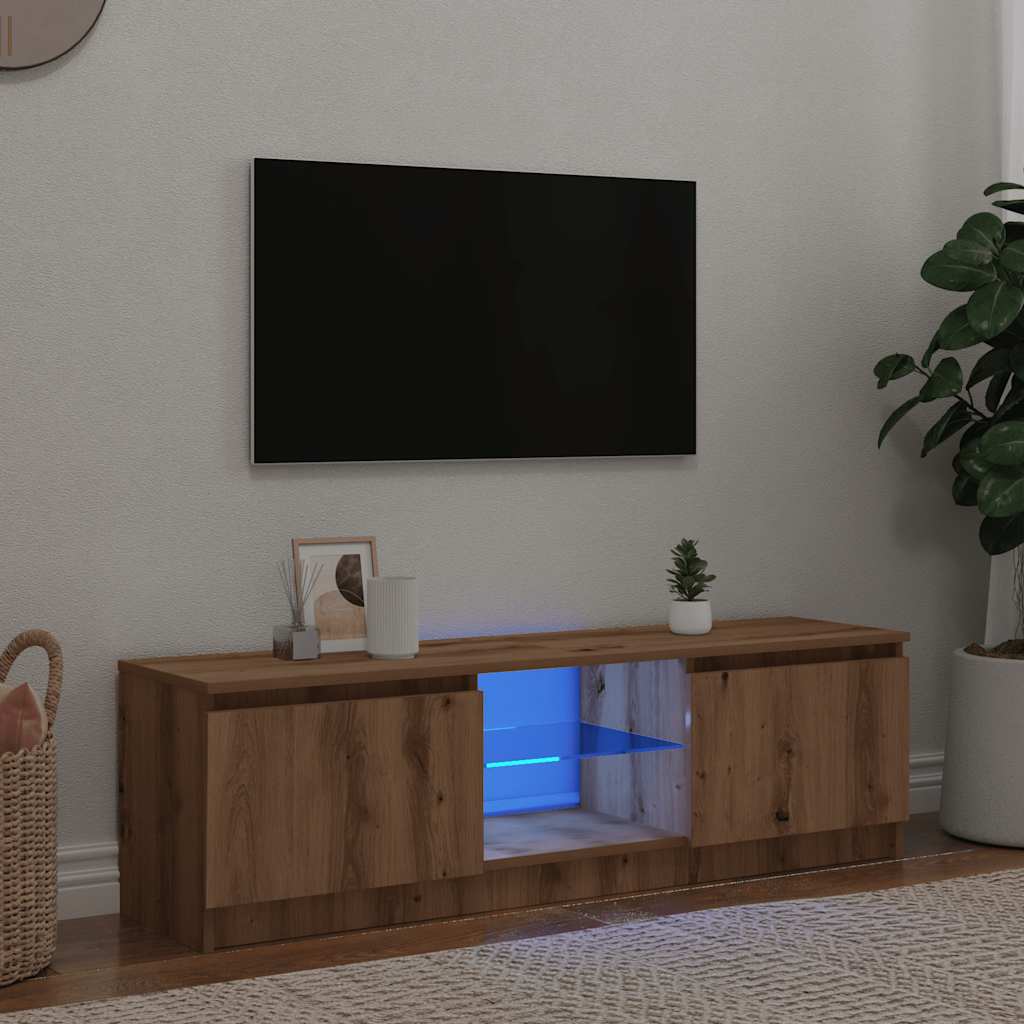 TV Cabinet with LED Lights Artisian Oak 140x40x35.5 cm Engineered Wood - Bargainia.com - 8721158437877 - 856350