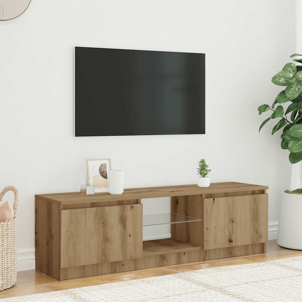TV Cabinet with LED Lights Artisian Oak 140x40x35.5 cm Engineered Wood - Bargainia.com - 8721158437877 - 856350