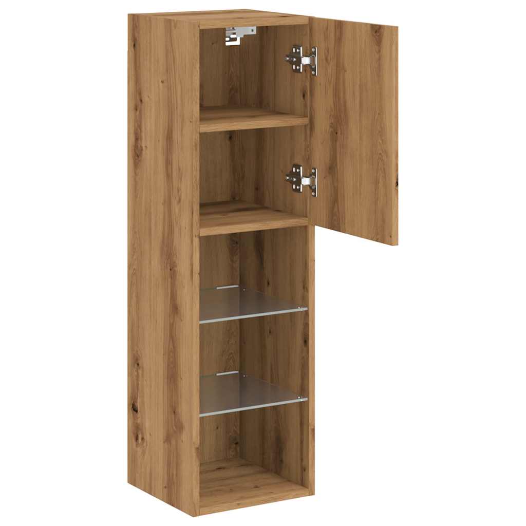 TV Cabinet with LED Lights Artisian Oak 30.5x30x102 cm - Bargainia.com - 