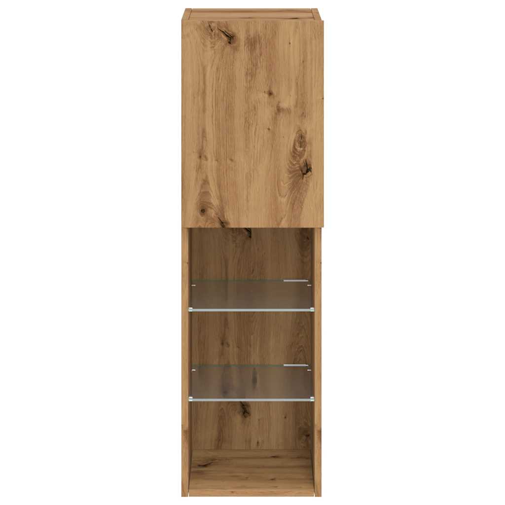 TV Cabinet with LED Lights Artisian Oak 30.5x30x102 cm - Bargainia.com - 