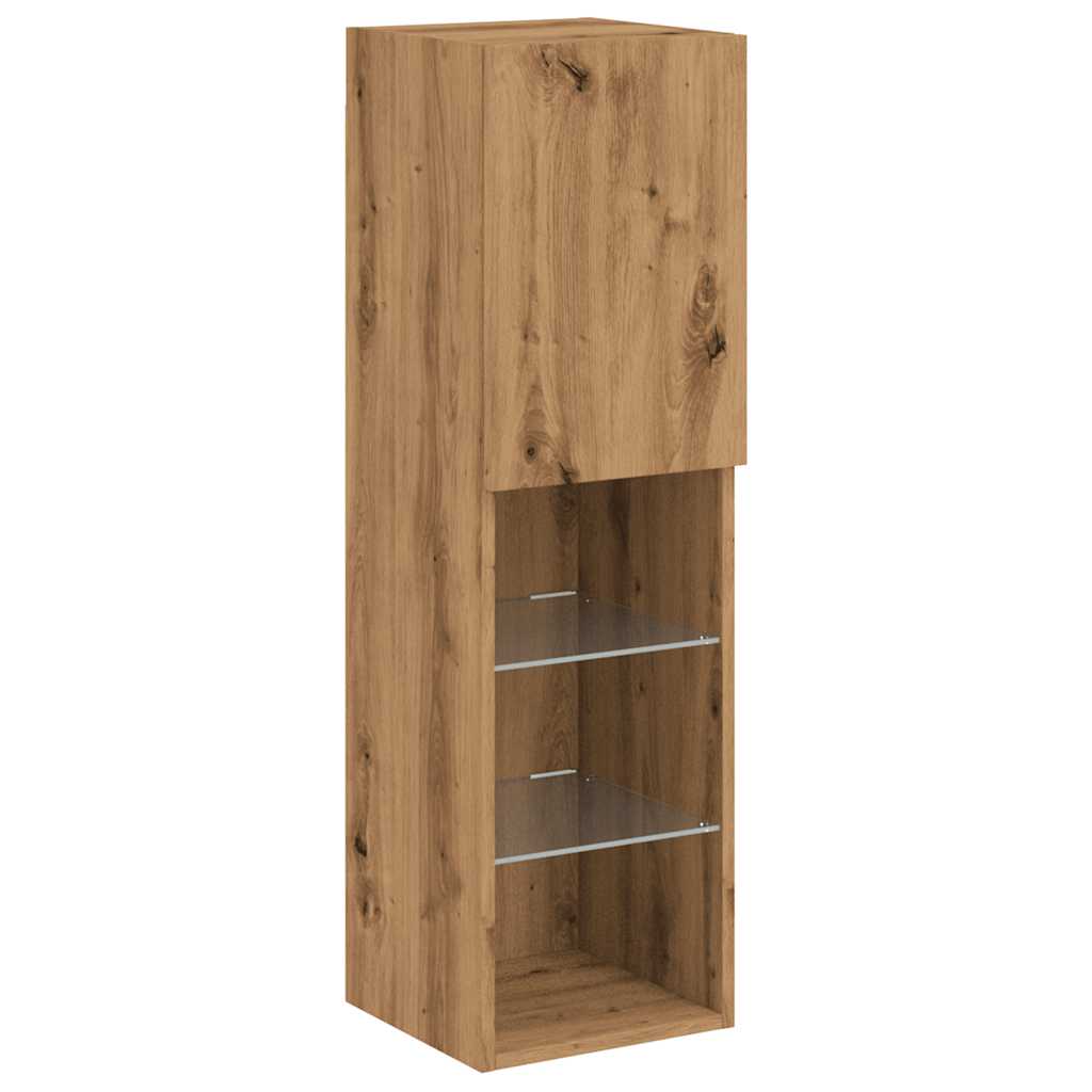 TV Cabinet with LED Lights Artisian Oak 30.5x30x102 cm - Bargainia.com - 