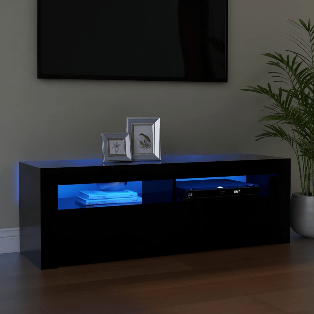 TV Cabinet with LED Lights Black 120x35x40 cm - Bargainia.com - 