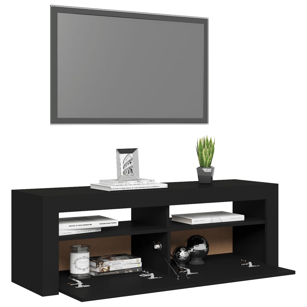 TV Cabinet with LED Lights Black 120x35x40 cm - Bargainia.com - 