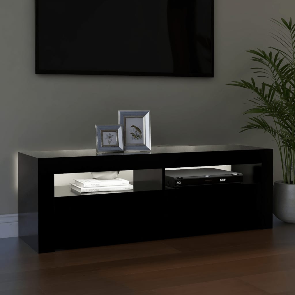 TV Cabinet with LED Lights Black 120x35x40 cm - Bargainia.com - 8720286217214 - 804311