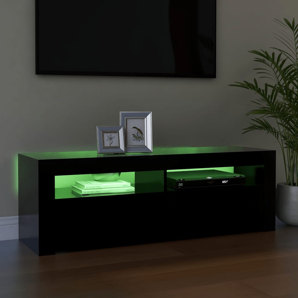 TV Cabinet with LED Lights Black 120x35x40 cm - Bargainia.com - 