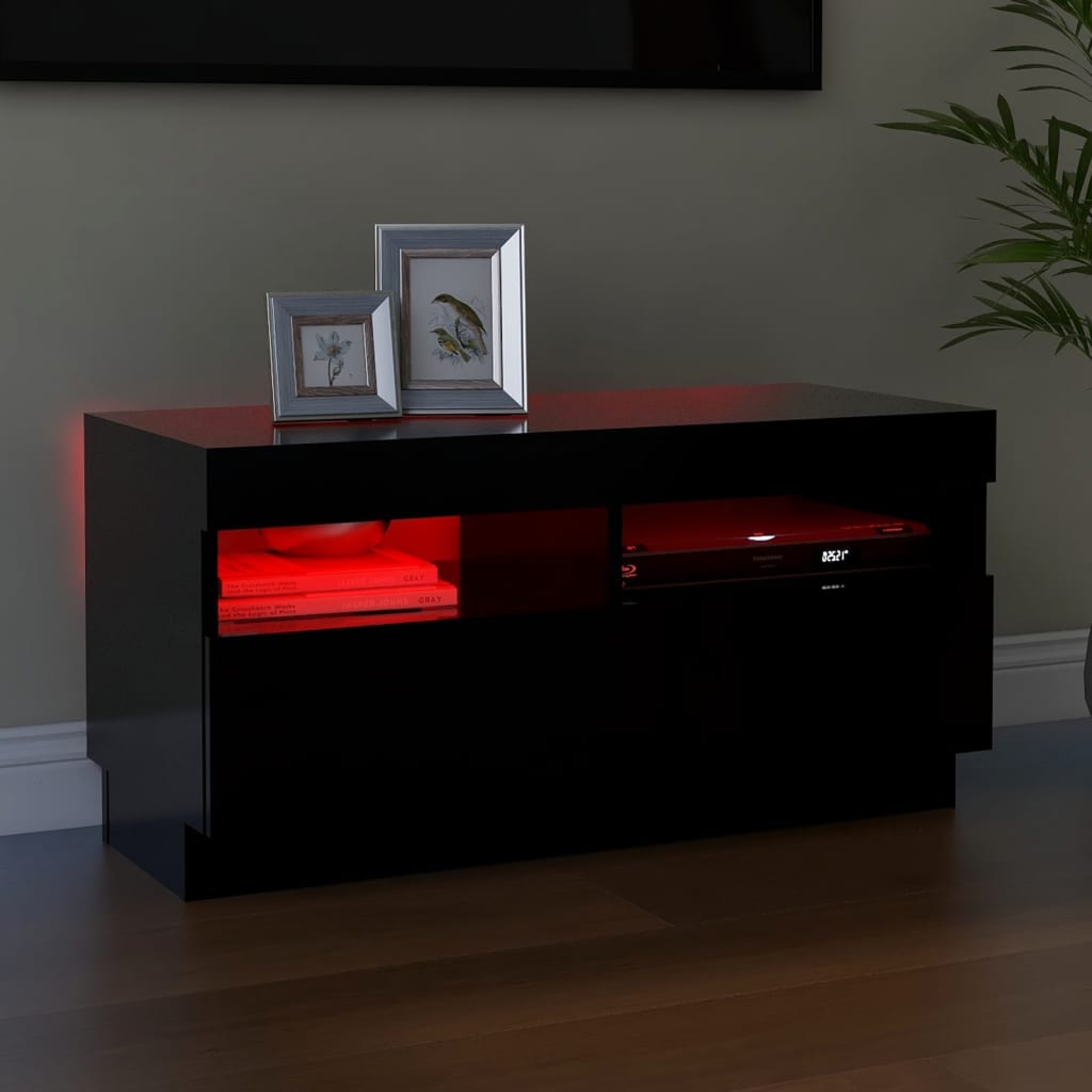 TV Cabinet with LED Lights Black 80x35x40 cm - Bargainia.com - 