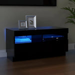 TV Cabinet with LED Lights Black 80x35x40 cm - Bargainia.com - 