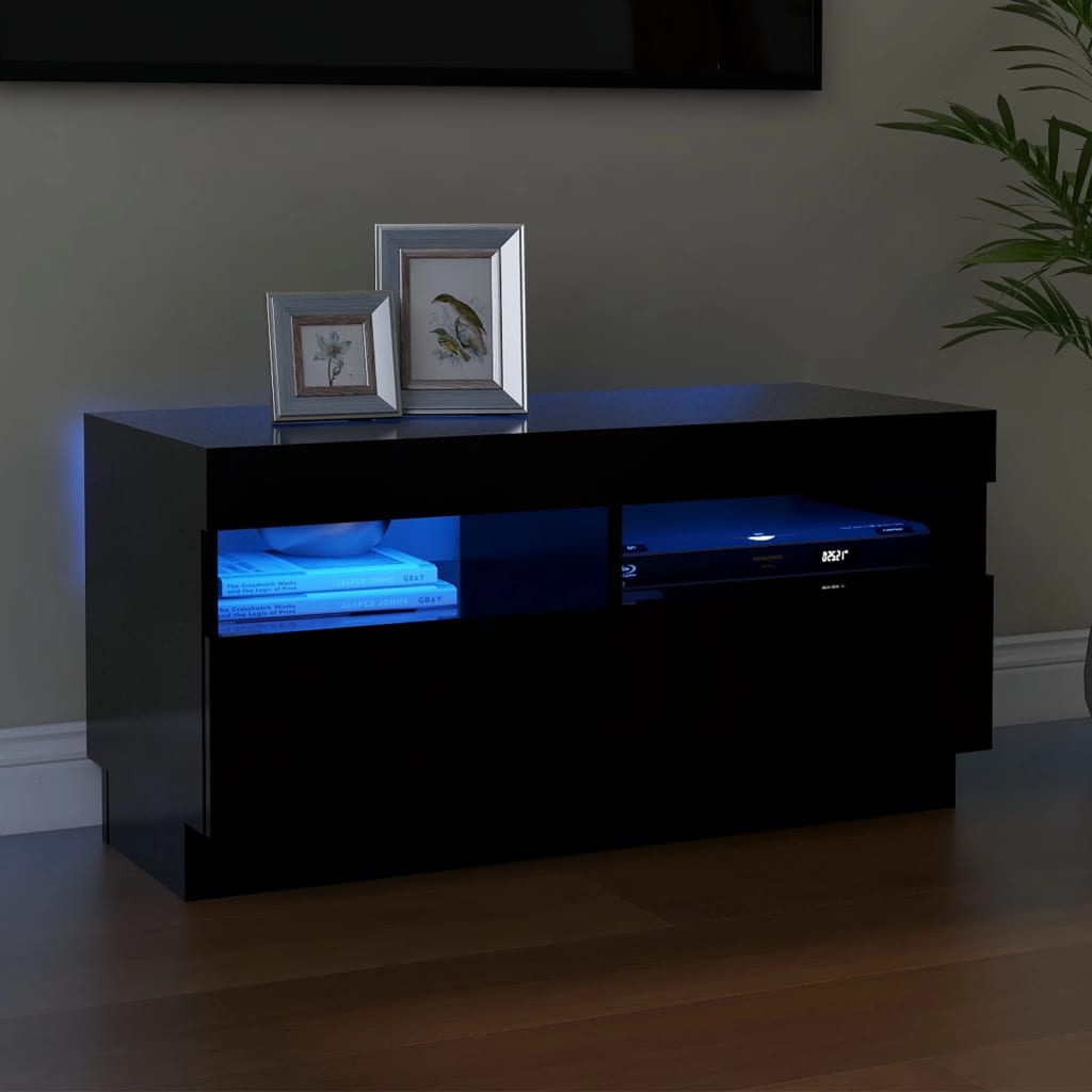 TV Cabinet with LED Lights Black 80x35x40 cm - Bargainia.com - 8720286218563 - 804446