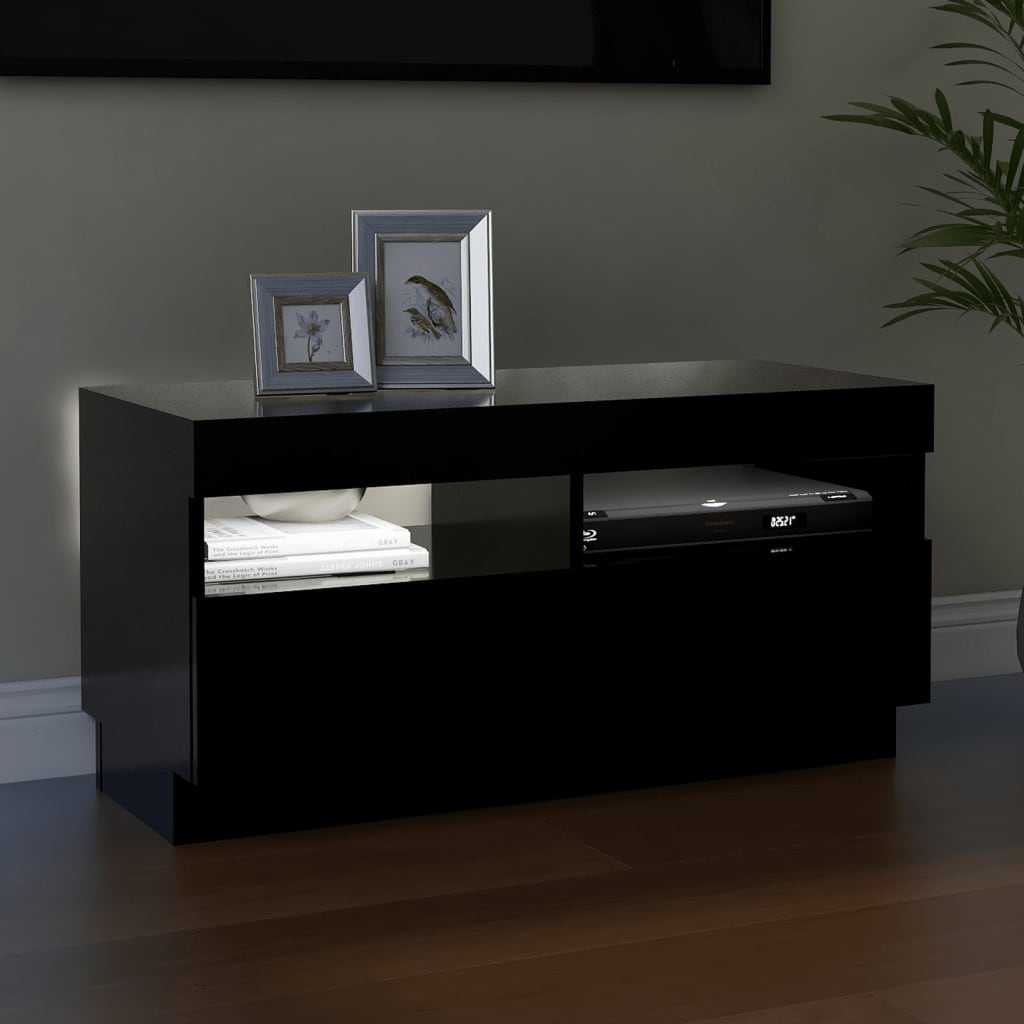 TV Cabinet with LED Lights Black 80x35x40 cm - Bargainia.com - 
