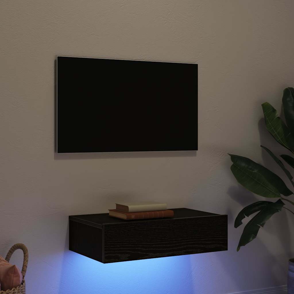 TV Cabinet with LED Lights Black Oak 60x35x15.5 cm - Bargainia.com - 8721158724380 - 862032