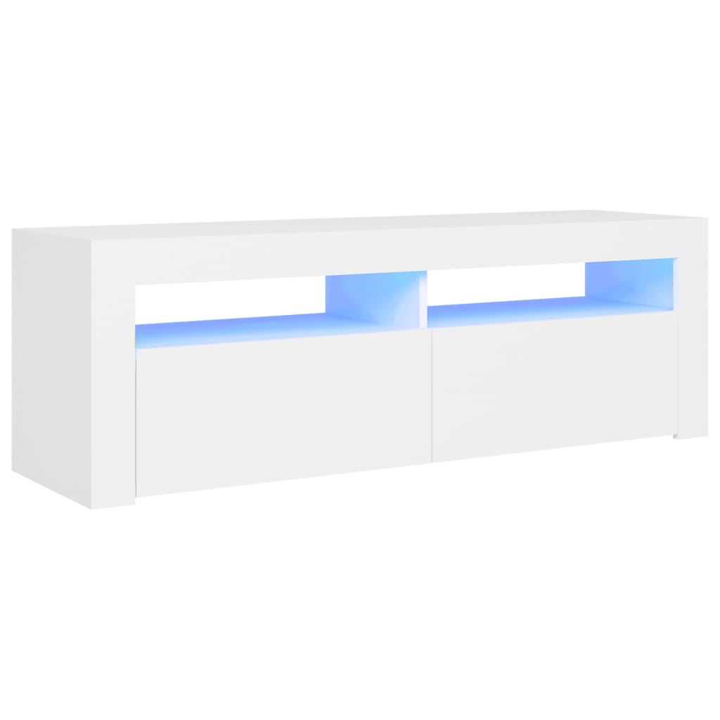 TV Cabinet with LED Lights White 120x35x40 cm - Bargainia.com - 