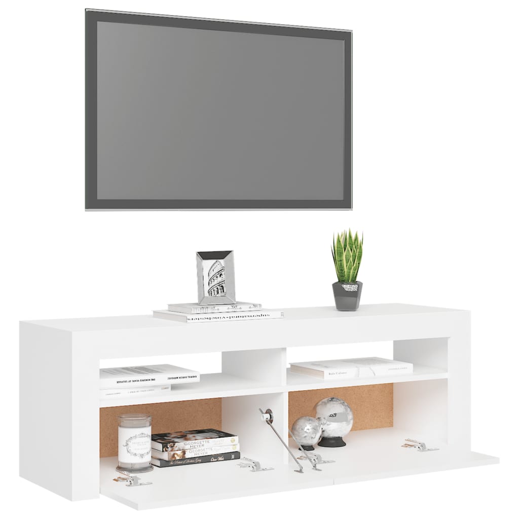 TV Cabinet with LED Lights White 120x35x40 cm - Bargainia.com - 