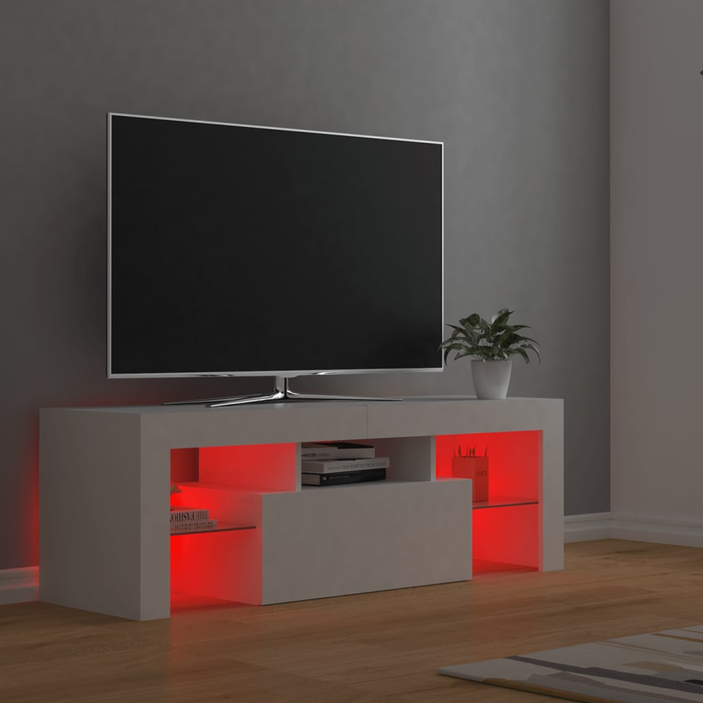 TV Cabinet with LED Lights White 120x35x40 cm - Bargainia.com - 