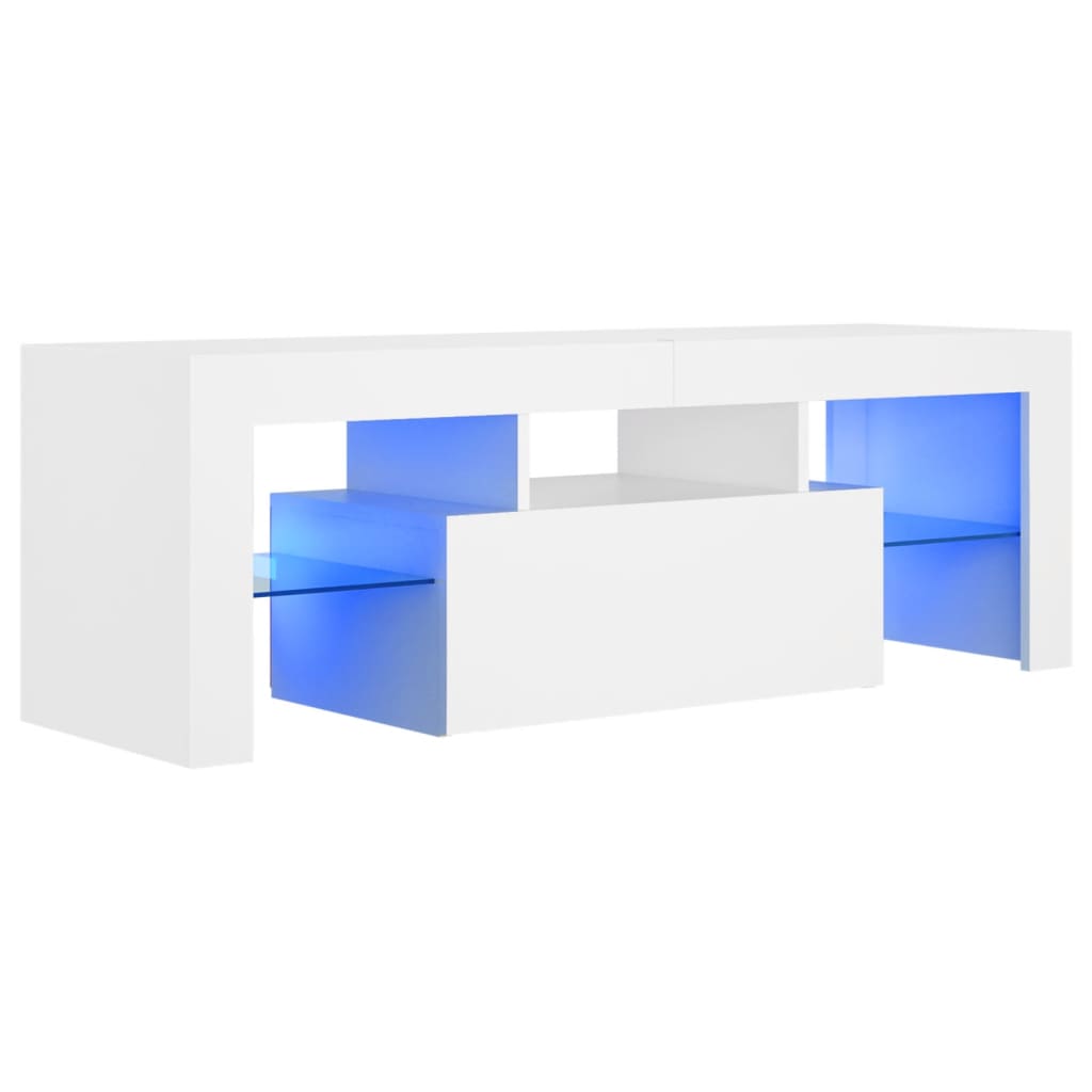 TV Cabinet with LED Lights White 120x35x40 cm - Bargainia.com - 