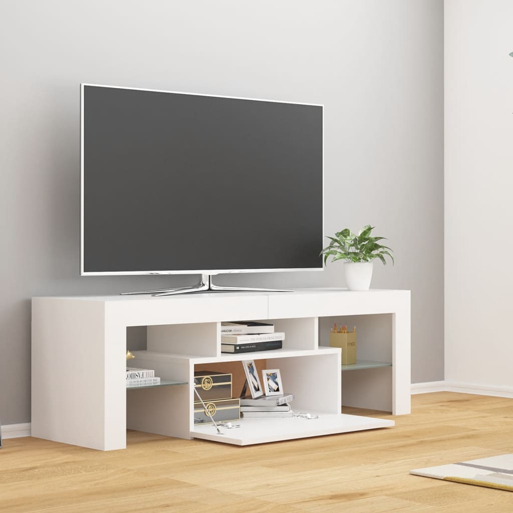 TV Cabinet with LED Lights White 120x35x40 cm - Bargainia.com - 