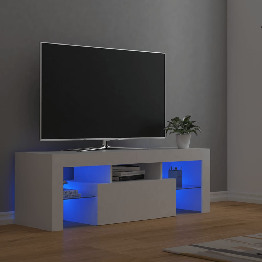 TV Cabinet with LED Lights White 120x35x40 cm - Bargainia.com - 