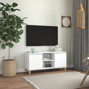 TV Cabinet with Solid Wood Legs White 103.5x35x50 cm - Bargainia.com - 8720286357682 - 805959