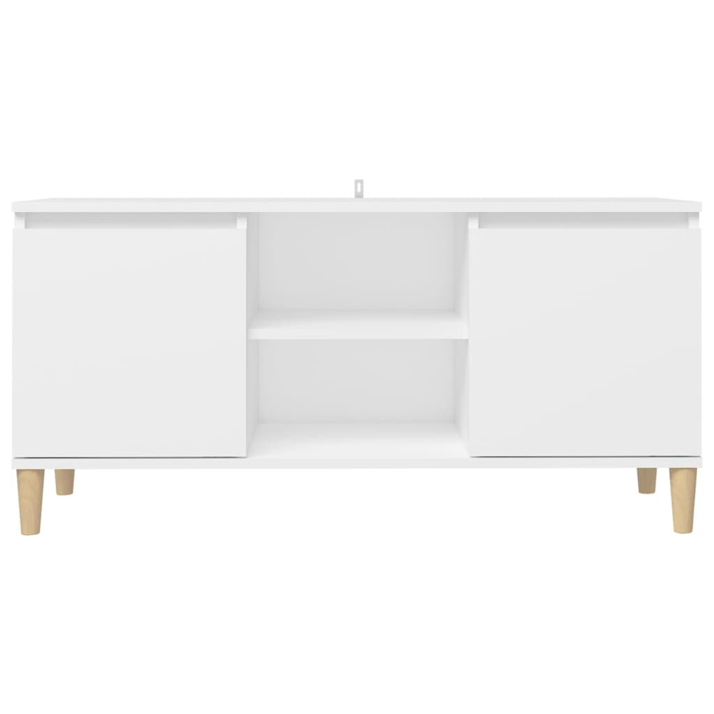 TV Cabinet with Solid Wood Legs White 103.5x35x50 cm - Bargainia.com - 8720286357682 - 805959