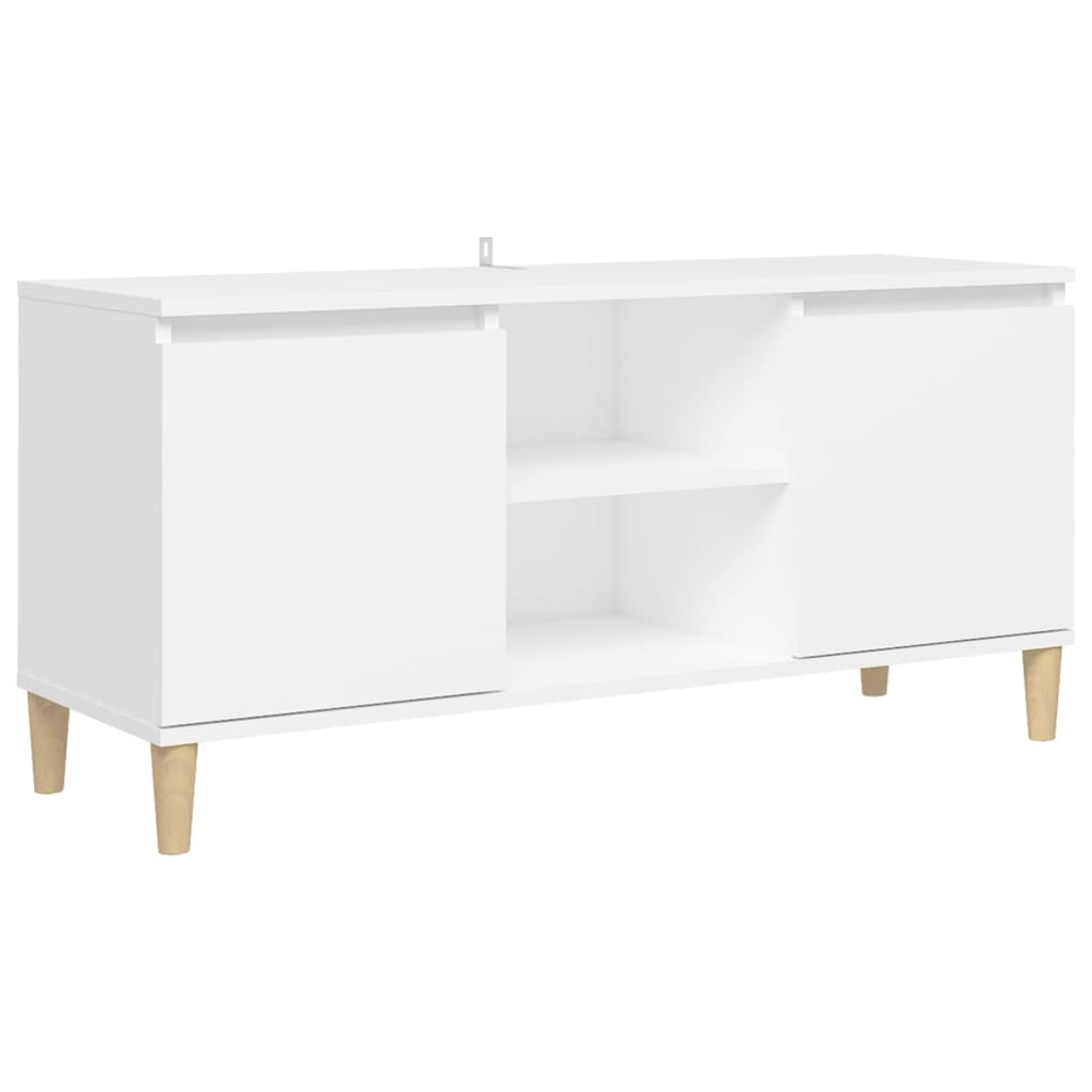 TV Cabinet with Solid Wood Legs White 103.5x35x50 cm - Bargainia.com - 8720286357682 - 805959