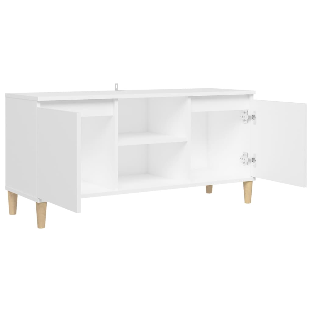 TV Cabinet with Solid Wood Legs White 103.5x35x50 cm - Bargainia.com - 8720286357682 - 805959