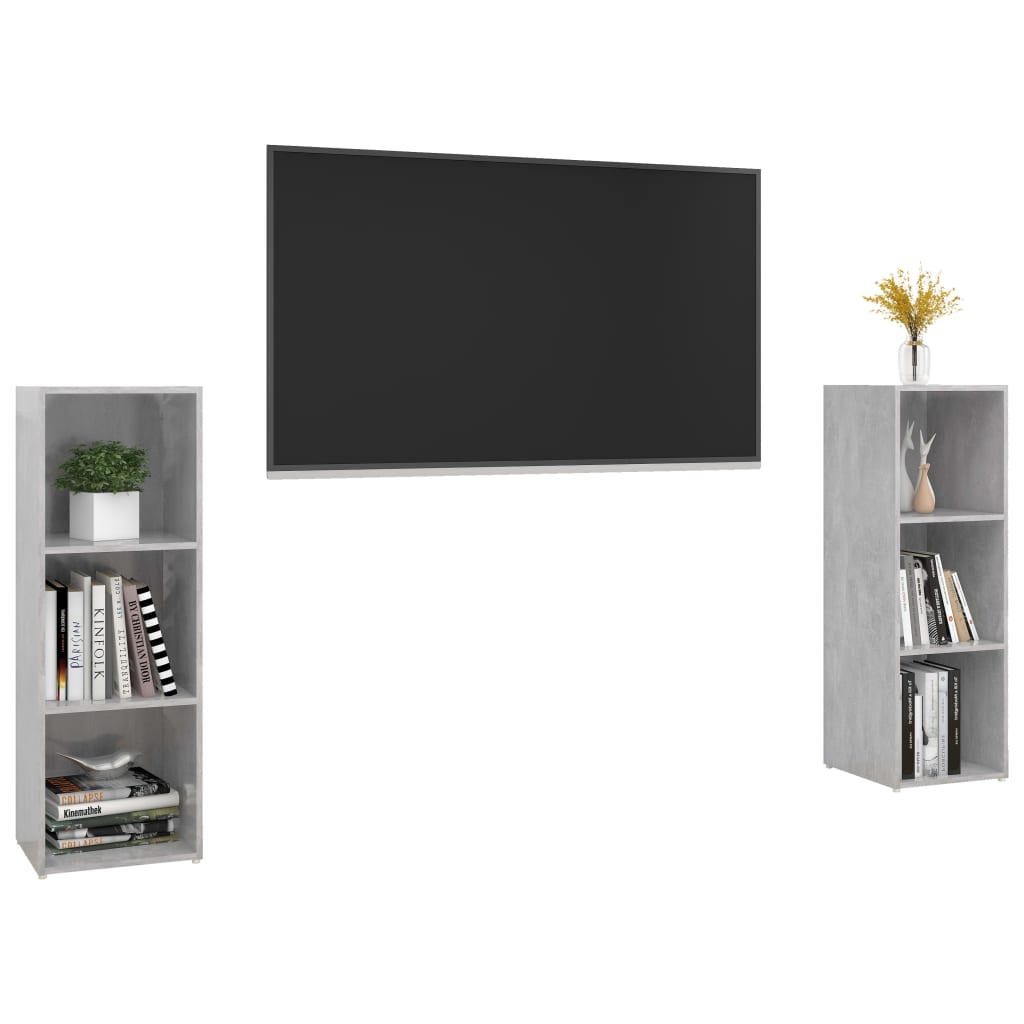 TV Cabinets 2 pcs Concrete Grey 107x35x37 cm Engineered Wood - Bargainia.com - 