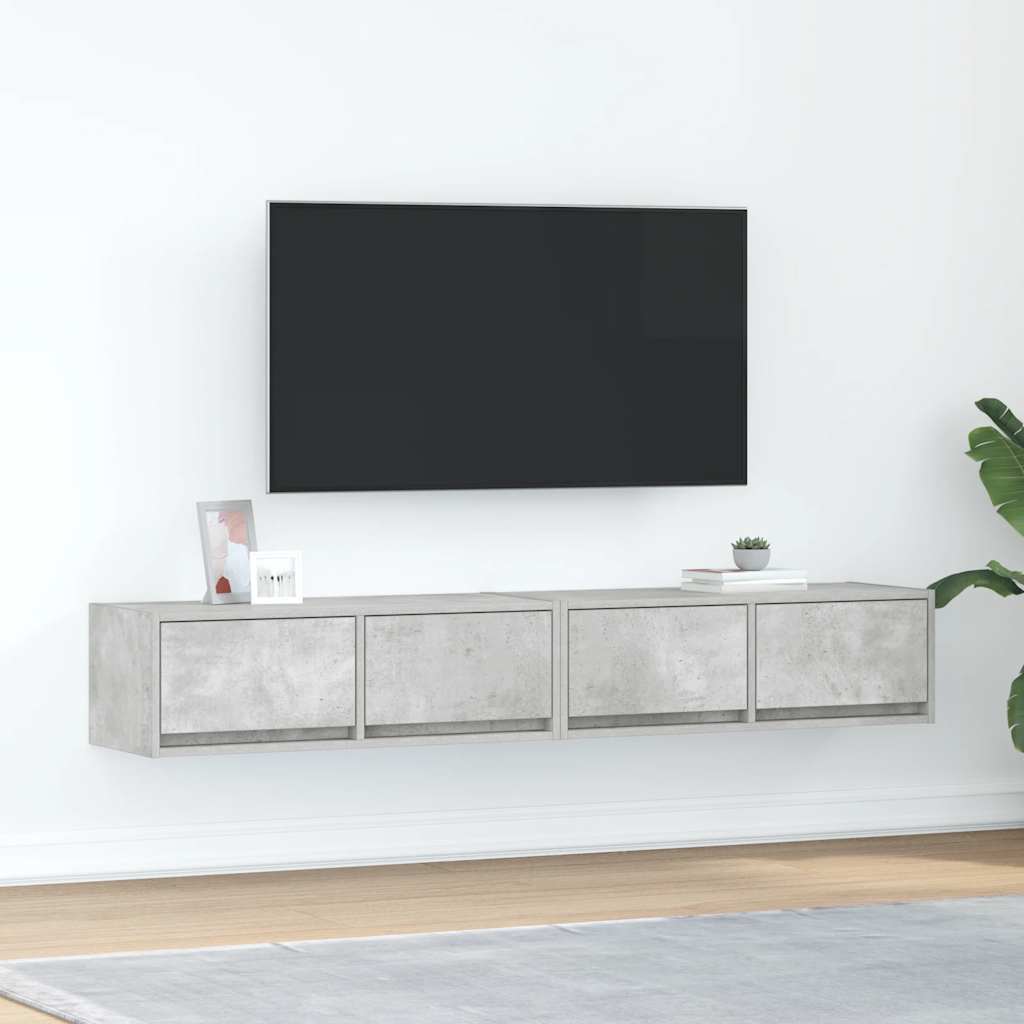 TV Cabinets 2 pcs Concrete Grey 80x31x25.5 cm Engineered Wood - Bargainia.com - 