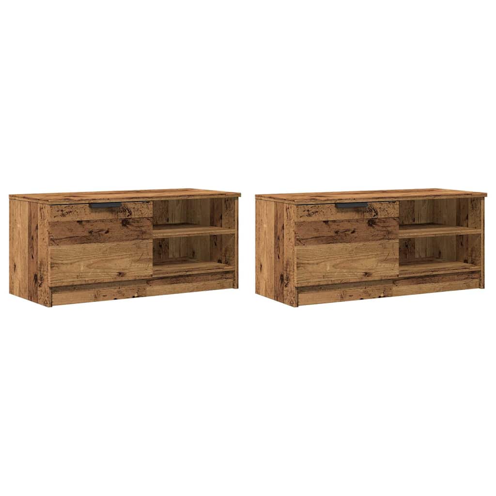 TV Cabinets 2 pcs Old Wood 80x35x36.5 cm Engineered Wood - Bargainia.com - 
