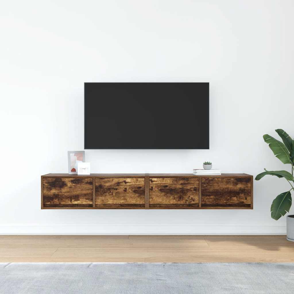 TV Cabinets 2 pcs Smoked Oak 80x31x25.5 cm Engineered Wood - Bargainia.com - 