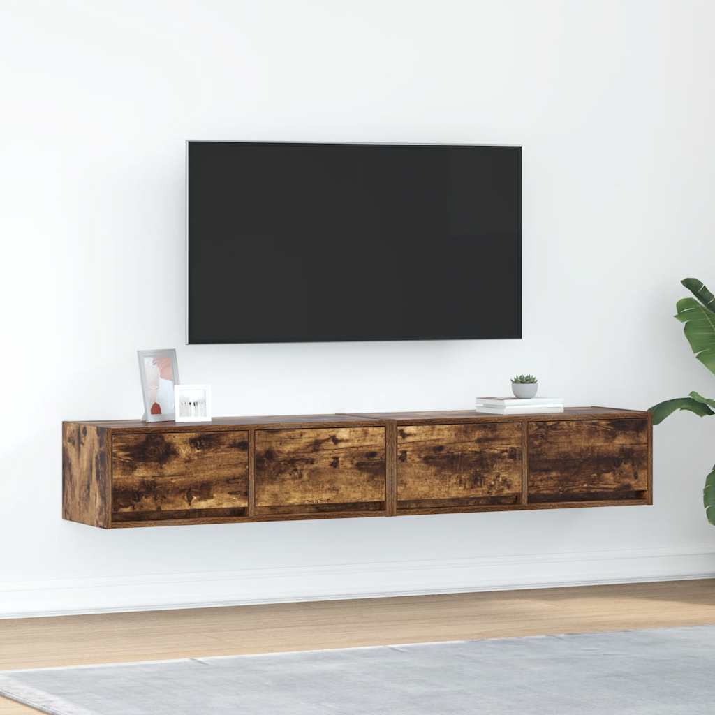 TV Cabinets 2 pcs Smoked Oak 80x31x25.5 cm Engineered Wood - Bargainia.com - 