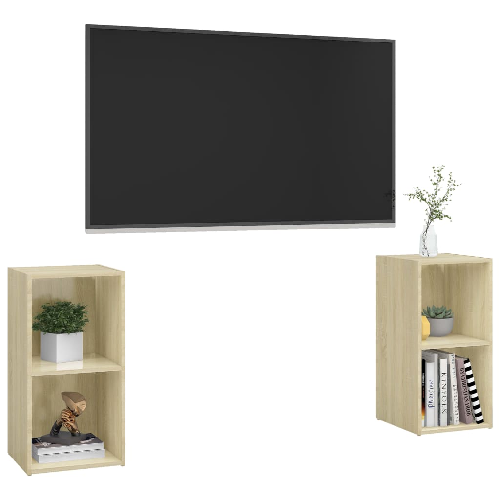 TV Cabinets 2 pcs Sonoma Oak 72x35x36.5 cm Engineered Wood - Bargainia.com - 