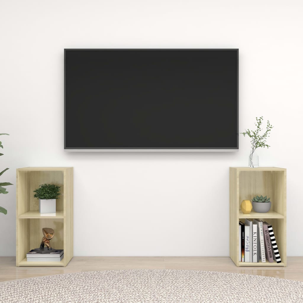 TV Cabinets 2 pcs Sonoma Oak 72x35x36.5 cm Engineered Wood - Bargainia.com - 