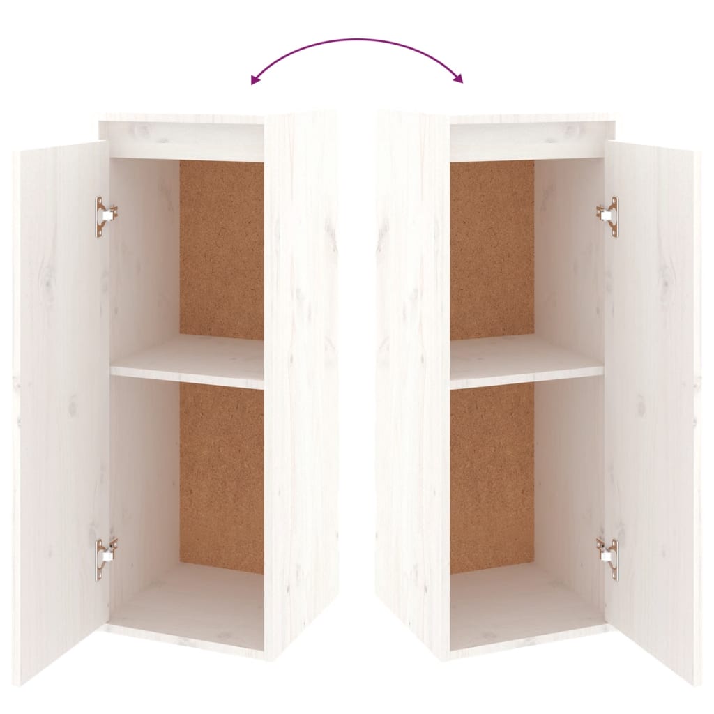 TV Cabinets 2 pcs White Solid Wood Pine - Bargainia.com - 