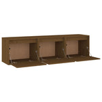 TV Cabinets 3 pcs Honey Brown Solid Wood Pine - Bargainia.com - 