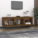 TV Cabinets 3 pcs Honey Brown Solid Wood Pine - Bargainia.com - 