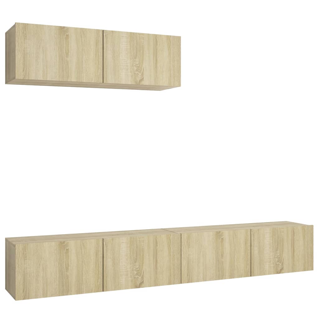 TV Cabinets 3 pcs Sonoma Oak Engineered Wood - Bargainia.com - 