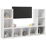 TV Cabinets 3 pcs White 107x35x37 cm Engineered Wood - Bargainia.com - 