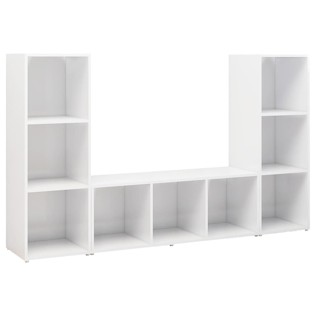 TV Cabinets 3 pcs White 107x35x37 cm Engineered Wood - Bargainia.com - 