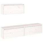 TV Cabinets 3 pcs White Solid Wood Pine - Bargainia.com - 