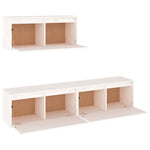TV Cabinets 3 pcs White Solid Wood Pine - Bargainia.com - 