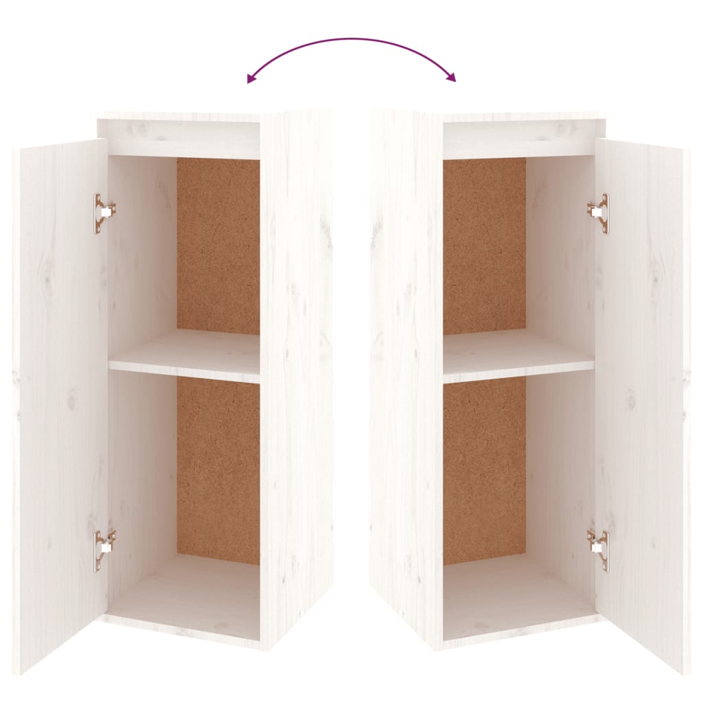 TV Cabinets 3 pcs White Solid Wood Pine - Bargainia.com - 