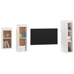 TV Cabinets 3 pcs White Solid Wood Pine - Bargainia.com - 