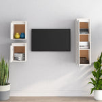 TV Cabinets 3 pcs White Solid Wood Pine - Bargainia.com - 