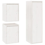 TV Cabinets 3 pcs White Solid Wood Pine - Bargainia.com - 